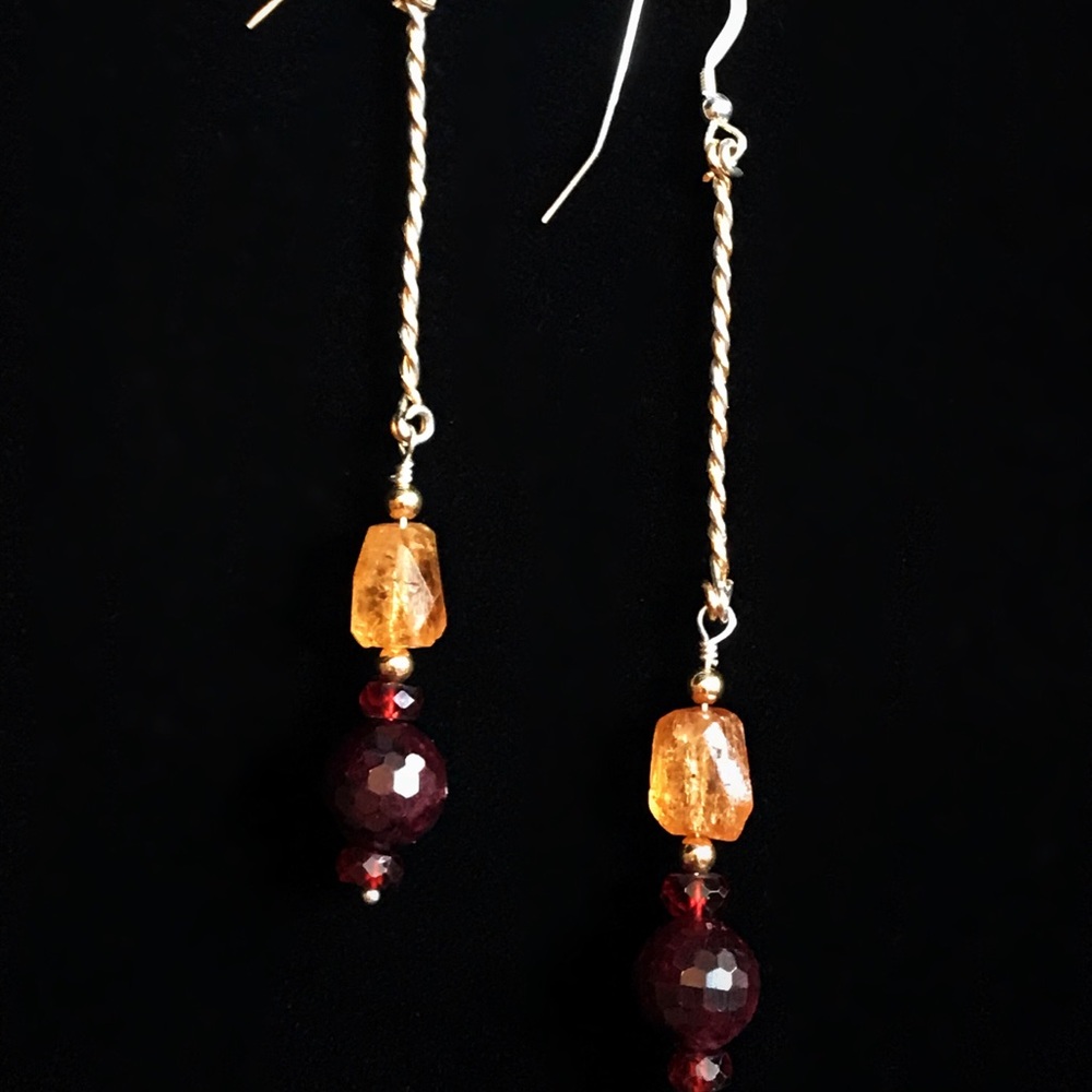 Imperial Topaz & Garnet Earrings